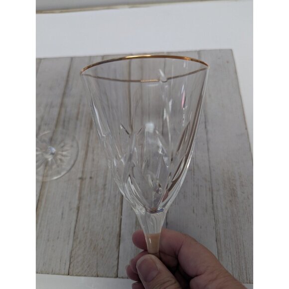 Set Of 2 Cristal D'Arques Cassandra Gold Water Tea Goblet Crystal Glasses 8 1/4" - Picture 6 of 8